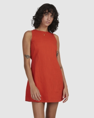Women's Billabong Red Earth Mini Dress Red / Red | 823LXMAVJ