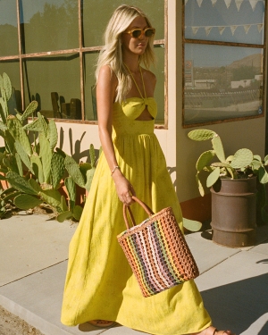 Women's Billabong Salty Blonde Sunset Glow Halter Maxi Dress Multicolor | 730ZXAJMG