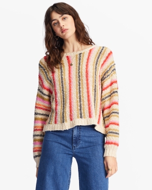 Women's Billabong Shes A Trip Crewneck Sweaters White | 276RYUPFN