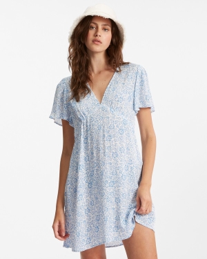 Women's Billabong Short And Sweet Mini Dress Light Blue | 450QXTKFP
