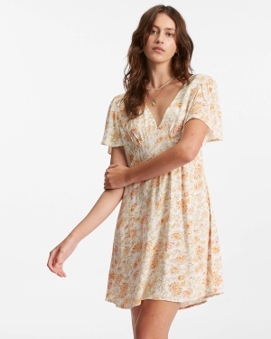 Women's Billabong Short And Sweet Mini Dress White / Multicolor | 594FBWXTU