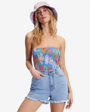 Women's Billabong So Cheeky Denim Shorts Blue | 918WAOUTD