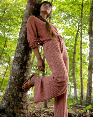 Women's Billabong So Easy Elastic-Waist Knit Pants Chocolate | 147DCIWQS
