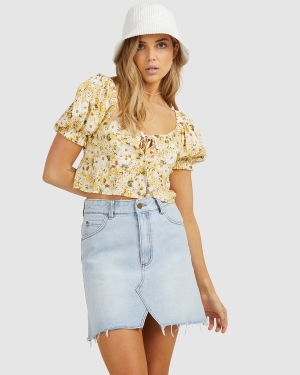 Women's Billabong So Lucky Denim Mini Skirt Shorts Indigo | 270BXTHGI