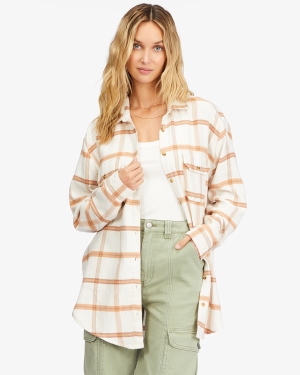 Women's Billabong So Stoked Long Sleeve Flannel Shirts Light Blue | 547ZJNQYE