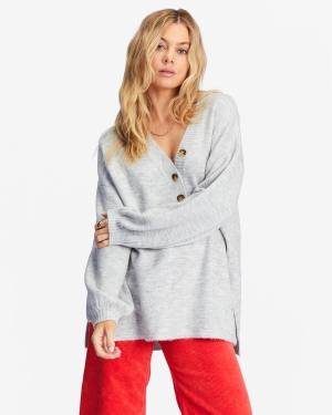 Women's Billabong Sol Chasing Tunic Sweaters Grey | 465YLMEJC