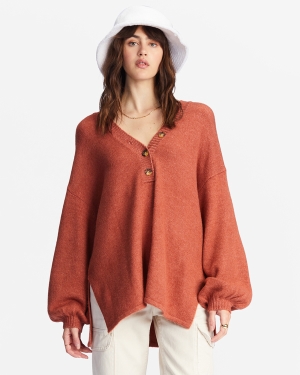 Women's Billabong Sol Chasing Tunic Sweaters Chocolate | 836BJOMLF