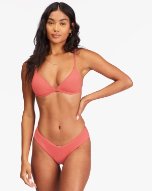 Women's Billabong Sol Searcher Ceci Triangle Bikini Tops Coral | 358QCJFTR