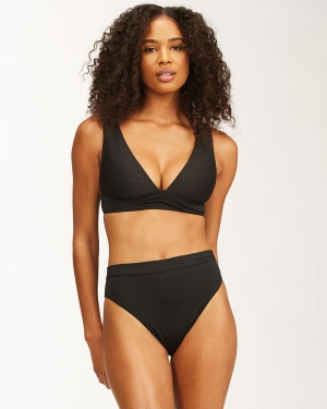 Women's Billabong Sol Searcher Plunge Bikini Tops Black | 683VSBWHK