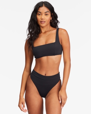 Women's Billabong Sol Searcher Seamed Bralette Bikini Tops Black | 489NFQBOW