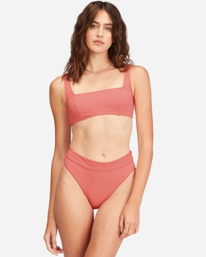 Women's Billabong Sol Searcher Seamed Bralette Bikini Tops Coral | 967WLOKTB