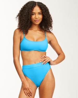 Women's Billabong Sol Searcher Skinny Mini Cropped Bikini Tops Blue | 082LGNBTR