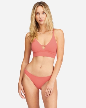 Women's Billabong Sol Searcher V-Neck Cami Bikini Tops Coral | 428WVUANF