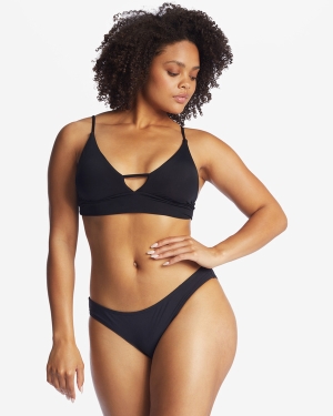 Women's Billabong Sol Searcher V-Neck Cami Bikini Tops Black | 640EIMAFO