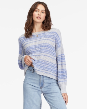 Women's Billabong Spaced Out Pullover Sweaters Blue | 493NISWMF