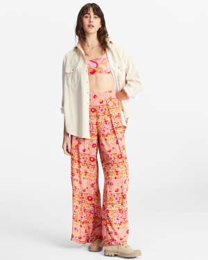 Women's Billabong Split Spirit Floral Pants Pink | 807MYHILK