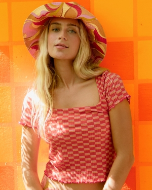 Women's Billabong Squared Away Knit Tops Pink | 652DVPAFK