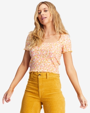 Women's Billabong Squared Away Knit Tops White Multicolor | 725AGZXIJ