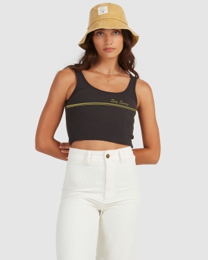 Women's Billabong Stay Sunny Tanks Black | 958WJFYXG