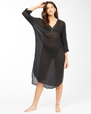 Women's Billabong Summer Breeze Beach Cover-Up Midi Cover Ups Black | 403NADIRK
