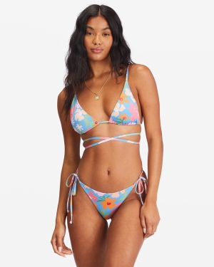 Women's Billabong Summer Field Slide Tall Triangle Bikini Tops Blue | 526AYJTPL