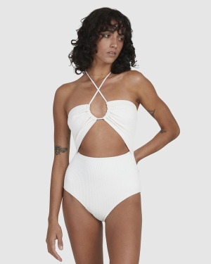 Women's Billabong Summer High Drew Cut-Out One Piece Swimsuits White | 926AEZGMH