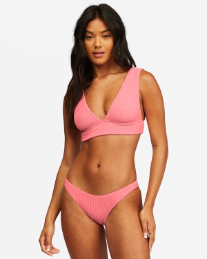 Women's Billabong Summer High Plunge Bikini Tops Coral Pink | 203WGVJFE