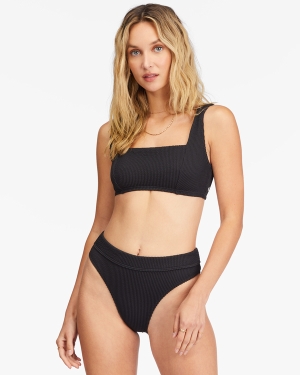 Women's Billabong Summer High Square Bralette Underwire Bikini Tops Black | 569FVULKQ