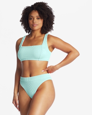 Women's Billabong Summer High Square Bralette Underwire Bikini Tops Mint | 984KFWVEP