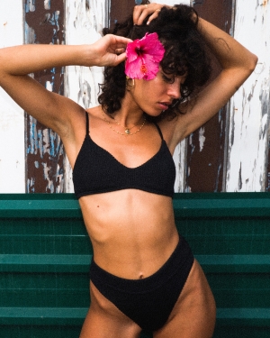 Women's Billabong Summer High V-Neck Bralette Bikini Tops Black | 576VAMUYK