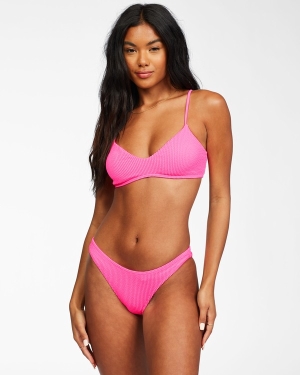 Women's Billabong Summer High V-Neck Bralette Bikini Tops Pink | 609UZCSHG