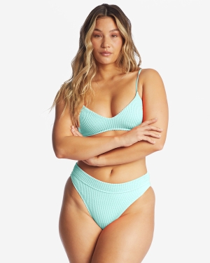Women's Billabong Summer High V-Neck Bralette Bikini Tops Mint | 865JTFILC