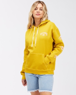 Women's Billabong Sun Club Pullover Graphic Hoodie Gold | 407WLQRFZ