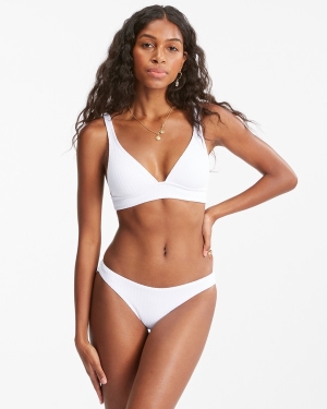 Women's Billabong Sunrays Banded Triangle Bikini Tops White | 785HQYUCO