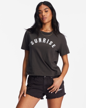 Women's Billabong Sunrise To Sunset Graphic Rockers T Shirts Black | 983CJEUTV