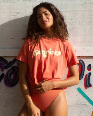 Women's Billabong Sunrise To Sunset Rockers T Shirts Rose | 613FEUJAC