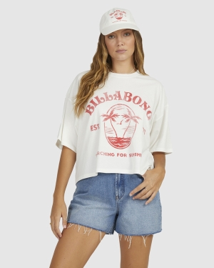 Women's Billabong Sunshine Life Cropped Boyfriend Graphic T Shirts White | 465RDXFZB