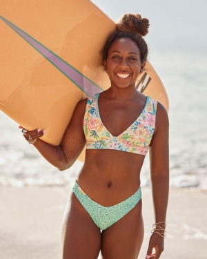 Women's Billabong Sweet Tropics Reversible Plunge Bikini Tops Multicolor | 653GHBUDA