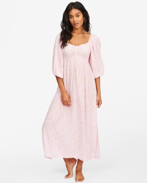 Women's Billabong Swept Away Midi Dress Pink | 480MPBLQC