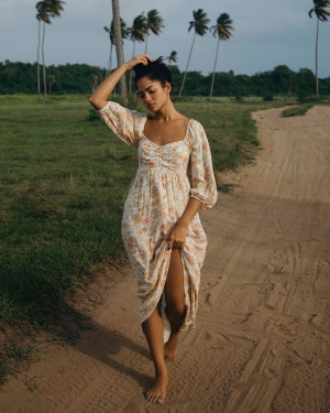 Women's Billabong Swept Away Midi Dress White / Multicolor | 519UCHMFY