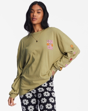 Women's Billabong Take It Easy Long Sleeve Graphic Boyfriend T Shirts Multicolor | 204SIQBHW