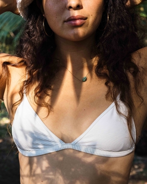 Women's Billabong Tanlines Ceci Triangle Bikini Tops White | 146IMXKSA