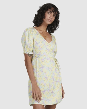 Women's Billabong Tempest Wrap Dress Lemon Light Green | 687KSCLNW
