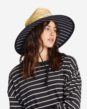 Women's Billabong Tipton Straw Lifeguard Hats Black | 568DFNBUI