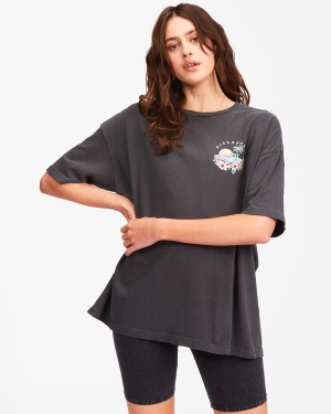 Women's Billabong Tropical Feelings Boyfriend T Shirts Black | 479WDTVGL