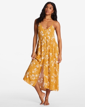 Women's Billabong Venice Babe Midi Slip Dress Brown | 301ZMFHVT