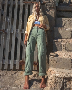 Women's Billabong Wall To Wall Denim Cargo Pants Multicolor | 431JTGFEA