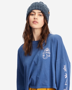Women's Billabong Warm Up Knit Beanie Blue | 350EIGMNA