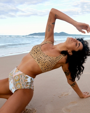 Women's Billabong Well Spotted Bikini Tops Gold | 710TBCEPR