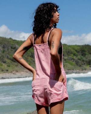Women's Billabong Wild Pursuit Romper Shorts Pink | 189KMBNSO